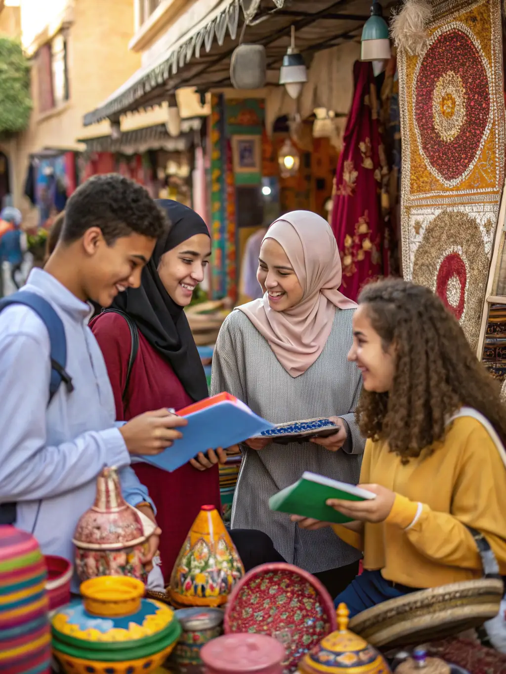 A picture of 4L VISITL'AFRIK members collaborating with local artisans, promoting fair trade and supporting local economies through cultural exchange programs.
